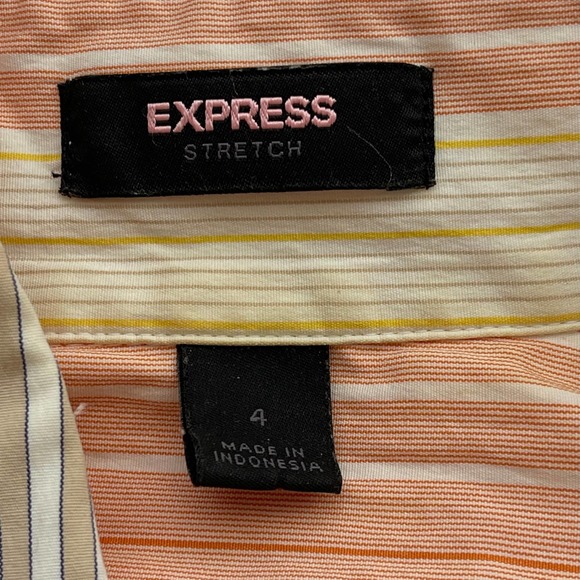 Express Button Down Shirt Stripe Stretch Cotton Spandex Blouse Top Size 4 Button - Picture 5 of 7